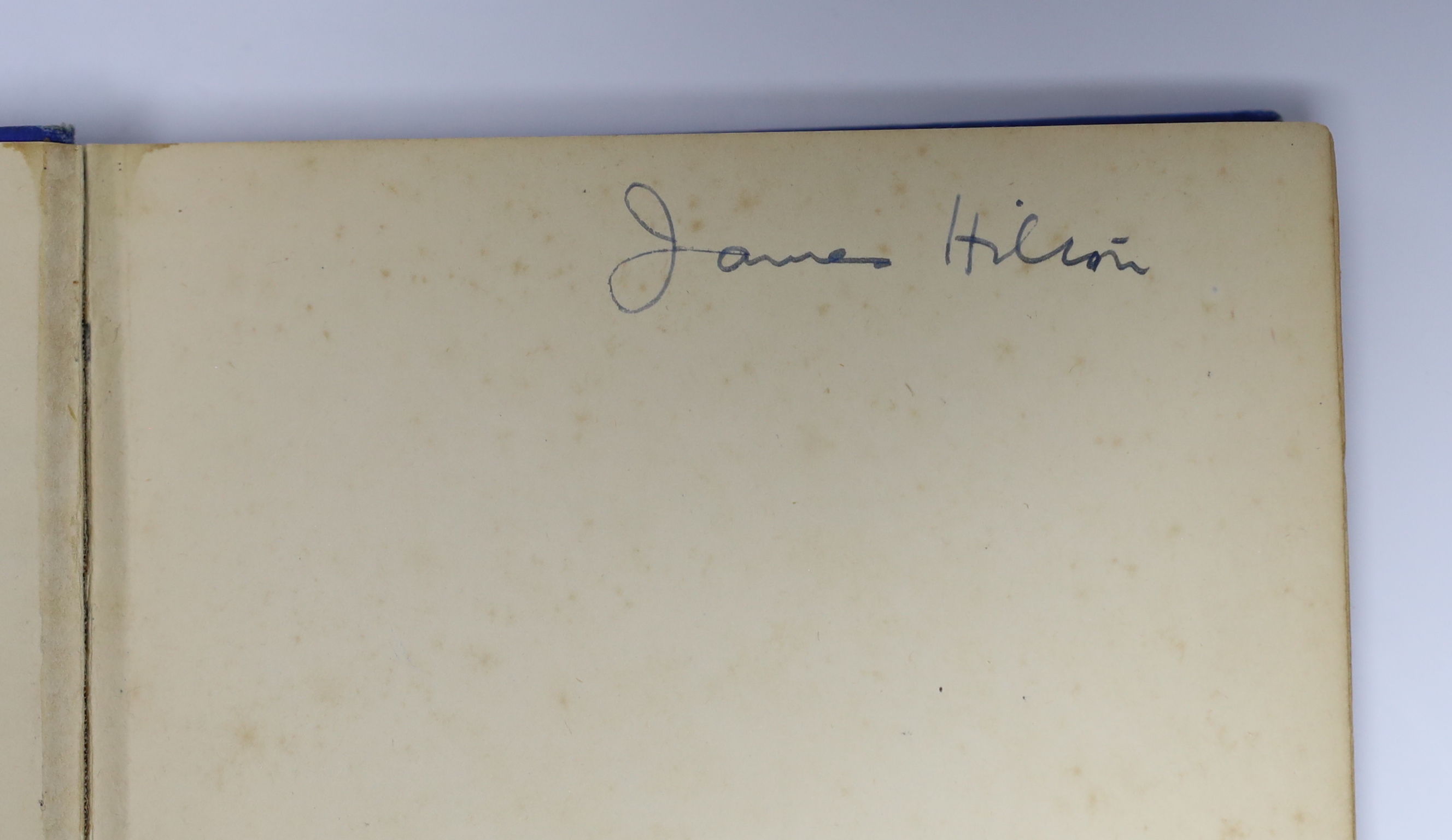 Hilton, James - Good-bye Mr. Chips, 1st edition, SIGNED in ink by the author to front free endpaper, illustrated by Bip Pares, 8vo, original publishers blue cloth, Hodder & Stoughton, London, 1934, Note: The basis for th
